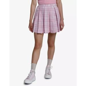 Hot Topic Womens Pink & Lavender Plaid Pleated Skirt Size Small